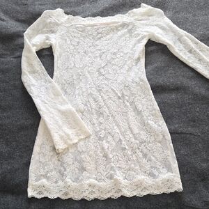Victoria's Secret White Lace Long Sleeve Nightie